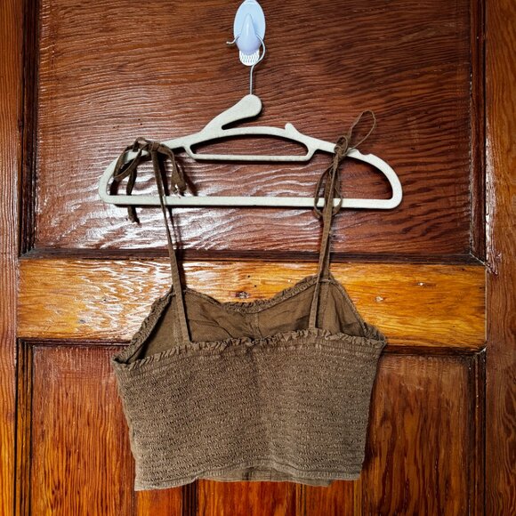 Copper cropped tank top with tie-up straps - Picture 3 of 3